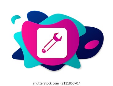 Icono de la llave inglesa de color aislado en el fondo blanco. Herramienta de reparación del distribuidor. Símbolo de herramienta de servicio. Pancarta abstracta con formas líquidas. Vector