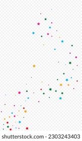Color Xmas Vector Transparent Background Glow Banner. Celebrate Decoration Rain Template. Star Vector Transparent Background Design. Party Christmas Confetti Illustration.