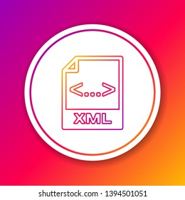 Color XML file document icon. Download xml button line icon isolated on color background. XML file symbol. Circle white button. Vector Illustration