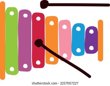 Color xylophone toy. Child music instrument icon