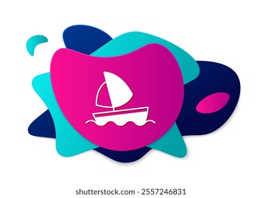 Color Yacht sailboat or sailing ship icon isolated on white background. Sail boat marine cruise travel. Abstract banner with liquid shapes. Vector