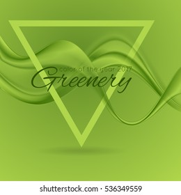 Color of the year 2017 Greenery abstract background. Bright smooth waves vector design
