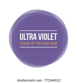 Color of the year 2018. Ultra violet round trendy background, badge, label.