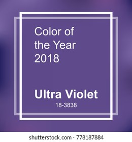 Color of the year 2018. Ultra Violet trendy background with square frame