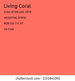 Color of the year 2019 - Living Coral. Vector illustration.  colors trend. mood board