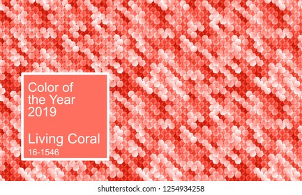 Color of the year 2019. Living coral color abstract digital vector background