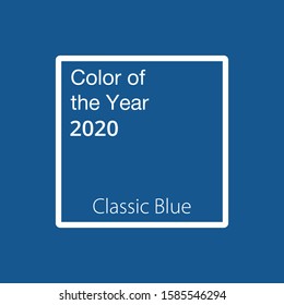 Color of the year 2020 - Classic blue. Classic blue swatch. Blue Mockup. Vector illustration of white square isolated on royal blue background