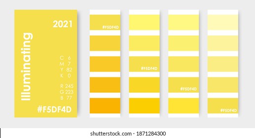 Color of the year 2021 for print and digital use. Color system  Illuminating Yellow for graphic design 2021abstract background. Vector color proof for web, print color palette guide trend 2021