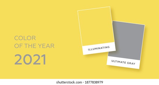 Color Of The Year 2021. Ultimate Gray. Illuminating. Vector illustration