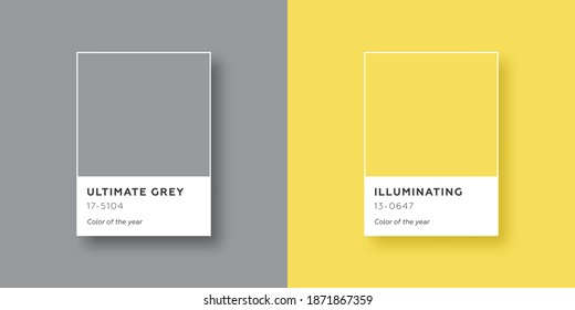 Color Of The Year 2021. Ultimate Grey. Illuminating. Vector illustration