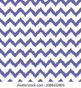 Color of year 2022 seamless very peri zigzag pattern, vector illustration. Chevron zigzag pattern with violet lines on white background. Abstract background for scrapbook, print and web