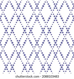 Color of year 2022 seamless very peri diamond pattern, vector illustration. Artistic rhombus pattern with diagonal violet lines on white background. Abstract background for scrapbook, print and web