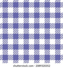 Color of year 2022 very peri seamless plaid pattern, vector illustration. Seamless tartan pattern with volet lines on white. Checkered geometric background