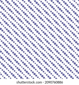 Color of year 2022 very peri seamless diagonal striped pattern, vector illustration. Seamless pattern with violet lines of dots on white. Dotted stripes geometric background