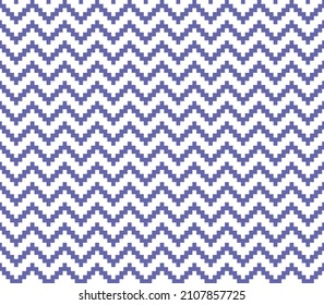 Color of year 2022 very peri seamless zig zag pixel art pattern, vector illustration. Chevron zigzag pattern with violet lines on white background. Abstract background for scrapbook, print and web