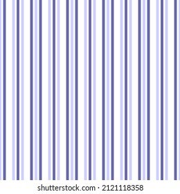 Color of year 2022 very peri seamless vertical striped pattern, vector illustration. Seamless pattern with violet lines on white. Stripes geometric background