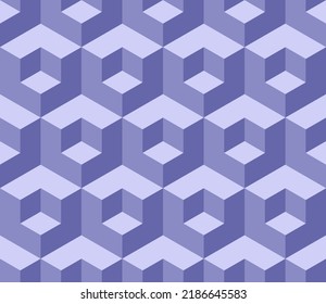 Color of year 2022 very peri seamless isometric pattern. Violet abstract endless isometric labyrinth. Seamless geometric pattern. Vector background