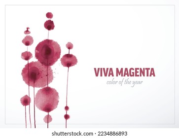 Color of the year 2023. Abstract painting with magenta ink on white background. Vector illustration for viva magenta trend inspiration.