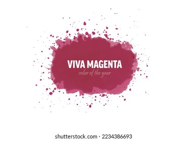 Color of the year 2023. Magenta ink spash on white. Vector illustration for viva magenta trend inspiration.