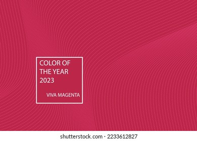 Color of the year 2023 viva magenta halftone background. Abstract gradient vector background. Violet dots halftone geometric texture. Simple design. Vector illustration