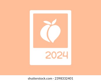 Color del año 2024. Peach fuzz color card en forma de caricatura. Cartel, fondo.