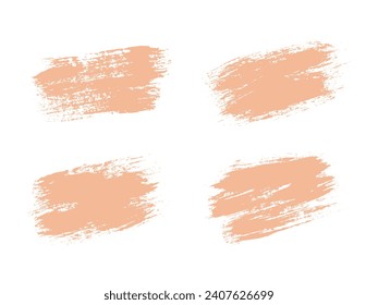 Color of the Year 2024 peach fuzz sample Vector paint brush spot Hand painted trendy color background Ink scribble dab clipart set