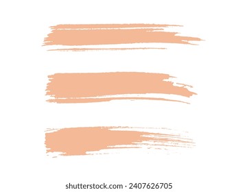 Color of the Year 2024 peach fuzz sample Vector paint brush spot Hand painted trendy color background Ink scribble dab clipart set