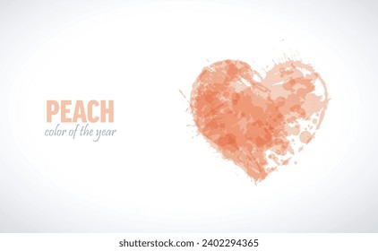 Color of the year 2024.  Peach painting of the heart. 2024 trend inspiration