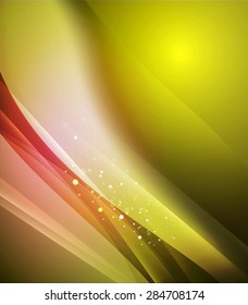 Color yellow red, and light, waves and lines. Abstract background