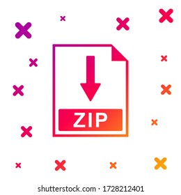 Color ZIP file document icon. Download ZIP button icon isolated on white background. Gradient random dynamic shapes. Vector Illustration