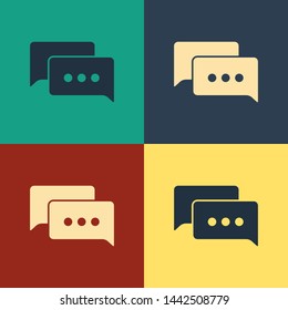 Color1 Speech bubble chat icon isolated on color background. Message icon. Communication or comment chat symbol. Vintage style drawing. Vector Illustration
