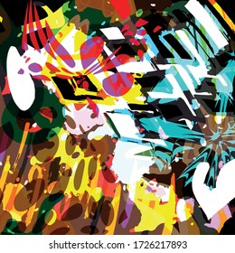 colorabstracto patrón étnico en estilo graffiti con elementos de estilo urbano moderno ilustración de calidad brillante para su diseño