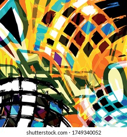 colorabstract ethnic pattern in graffiti style with elements of urban modern style bright quality illustration for your design