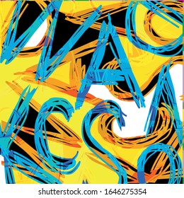colorabstract ethnic seamless pattern in graffiti style with elements of urban modern style bright quality illustration for your design