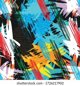 colorabstract ethnic seamless pattern in graffiti style with elements of urban modern style bright quality illustration for your design