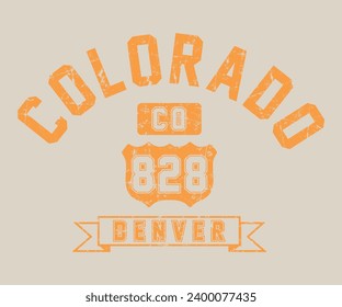Colorado 828 vintage print design graphic artwork for t shirt and others.