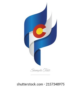 Colorado abstract 3D wavy flag blue white red modern American ribbon torch flame strip logo icon vector