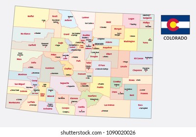 colorado administrative and political vector map