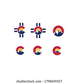 Colorado adventure icon set. Creative colorado peaks vector