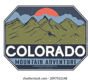 Colorado adventure vector graphic print for apparel, sticker, batch, background, poster and others.