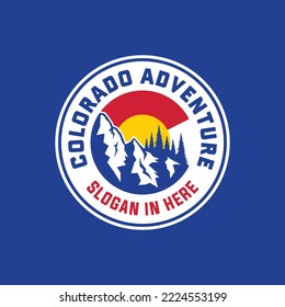 Colorado Adventure vintage mountain rustic for logo, t-shirt design illustration