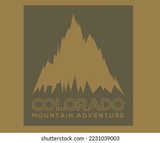 Colorado adventure vintage print design for t shirt and others. Mountain artwork for sticker, poster, background.