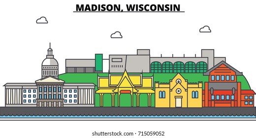Colorado, Aurora. City skyline, architecture, buildings, streets, silhouette, landscape, panorama, landmarks, icons. Editable strokes. Flat design line vector illustration concept