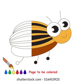 Colorado beetle to be colored, to educate preschool with easy kid educational gaming and primary education of simple game level.