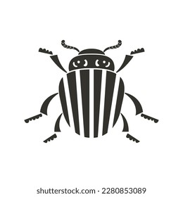 Escarabajo Colorado con un patrón de fantasía. Icono de insecto geométrico. Ilustración vectorial decorativa.