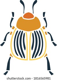 Colorado Beetle Icon. Flat Color Design. Vector Illustration.