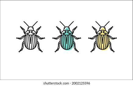 Colorado beetle insect icon, outline simple vector illustration