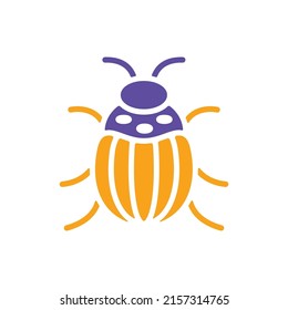 El escarabajo de Colorado aisló un icono de glifo plano. Señal de agricultura. Símbolo gráfico para el diseño del sitio web, logotipo, aplicación, interfaz de usuario. Ilustración del vector, EPS10.