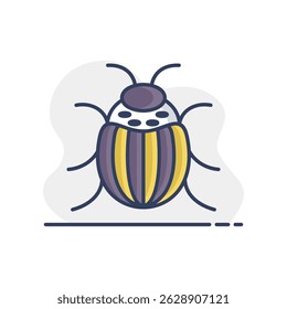 Ícone isolado do besouro do Colorado. Sinal de agricultura. Símbolo gráfico para o design, logotipo, aplicativo, interface do usuário do seu site. Ilustração vetorial, EPS10.
