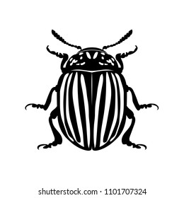 Colorado beetle, silhouette of a beetle, an insect, a summer beetle. Flat design. Vector